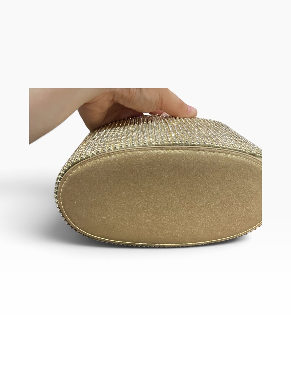 Faux Pearl-Handle Crystal Evening Bag - Gold - Picture 6 of 9